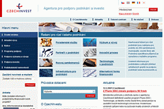 CzechInvest - titulní stránka