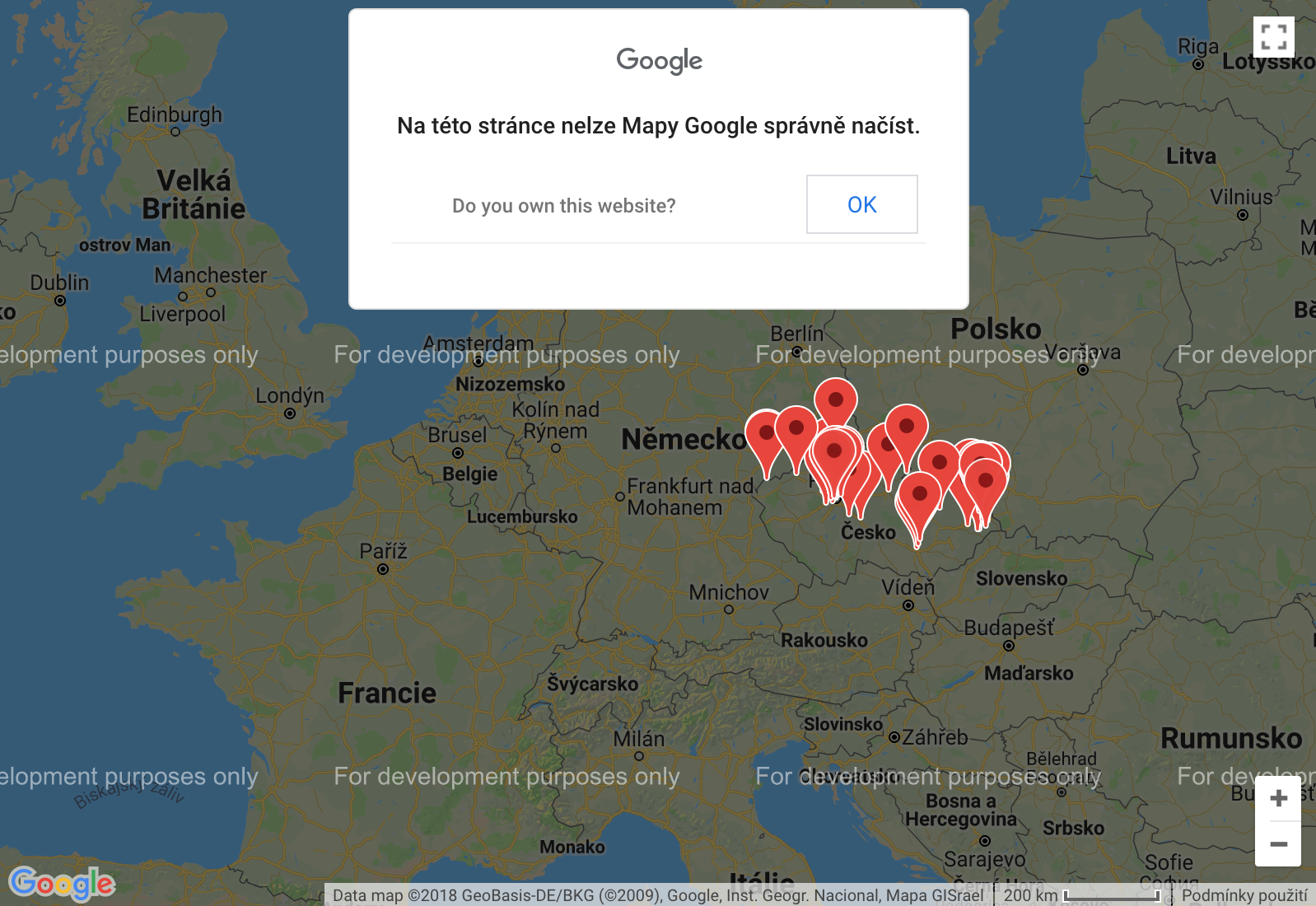 Takto mapa na webu vypadá (bude vypadat), pokud problém nevyřešíte.