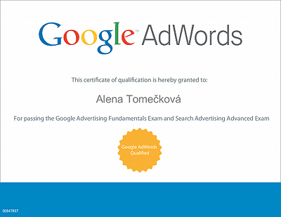 Certifikát Google AdWords