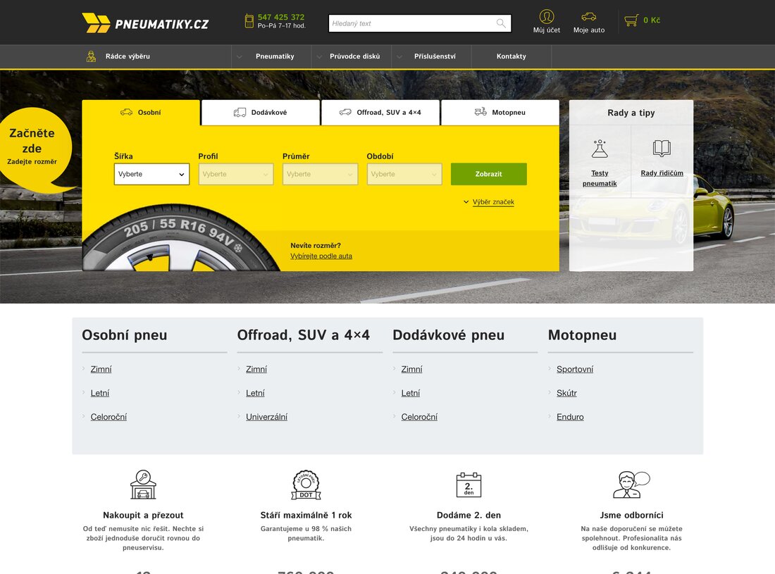 Náhled Pneumatiky.cz na počítači