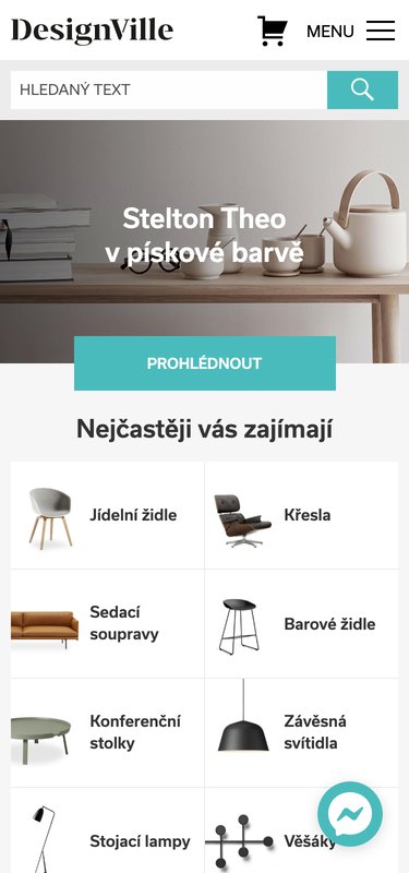 Náhled DesignVille na mobilu