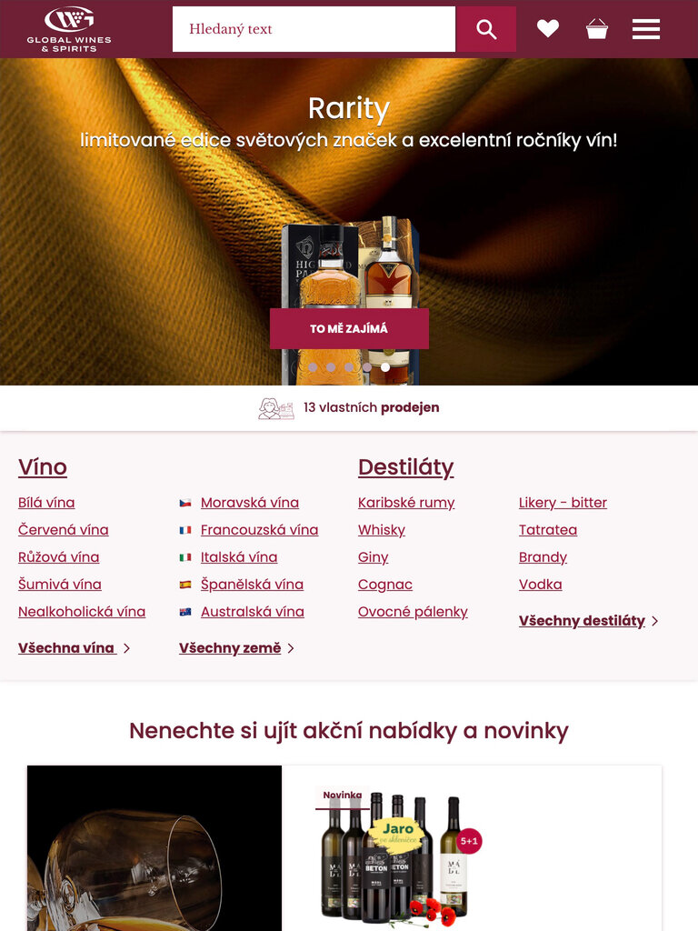 Náhled Global Wines & Spirits na tabletu