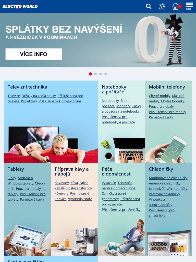 Náhled Electro World na tabletu