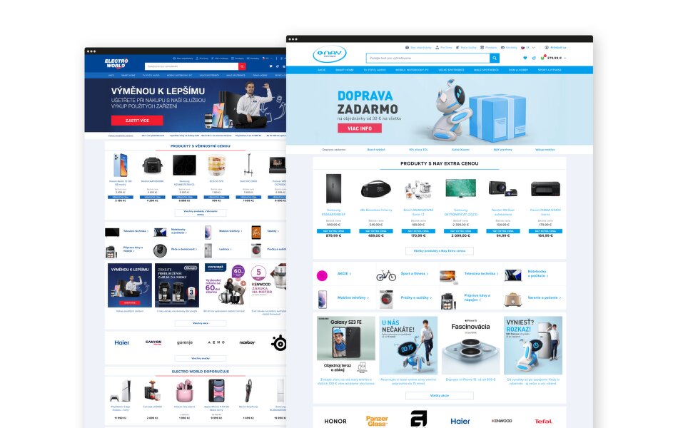 E-shopy NAY.sk a ElectroWorld.cz po redesignu v roce 2021